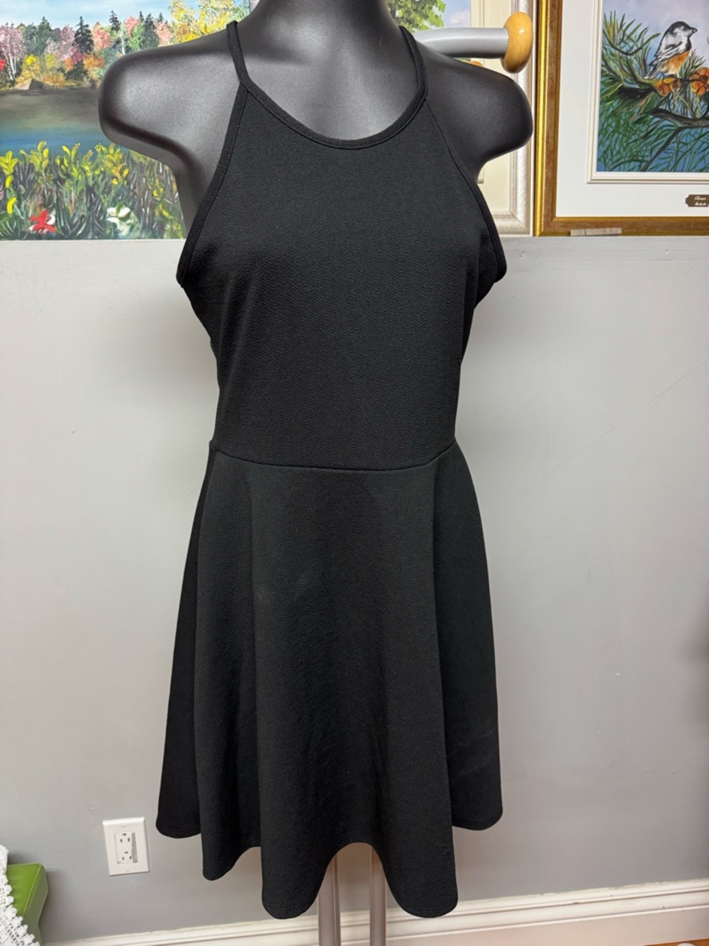 Cute and Classic little Black Halter Skater Dress